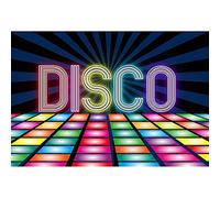 Aoihrraan 1,5x1m Disco Toile De Fond Néon Projecteur Discothèque Rétro Style Fièvre Danseurs Musique Salle Bal Photographie Années 70 80 90 Thème Anniversaire Fête Spectacle Adultes Portrait Photo