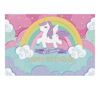 Aoihrraan 1,5x1m Licorne Anniversaire Photographie Toile de Fond Cartoon Arc-en-Ciel Nuages étoiles Brillantes célébrons Fond pour Filles Princesse 1er Anniversaire Fête Gâteau Smash Photo Props