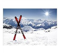 Aoihrraan 1,5x1m Neige Montagne Paysage Photographie Toile de Fond Snowboard Ski Sports Pic Lumière du Soleil Hiver Nature Paysage Fond Vacances Plein air Voyage Aventure Fête Portrait Photo Prop.