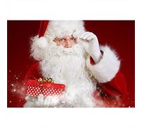 Aoihrraan 1,5x1m Père Noël Toile de Fond Noël Blanc Barbu Grand-Père Tenant Un Cadeau Rouge Photographie Fond Bébé Douche Bonne Année Vacances Fête Bannière Portrait Photo Studio Accessoires