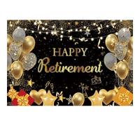 Aoihrraan 1,8x1,2m Fond De Retraite Heureux Or Blanc Flash Ballon Étoile Point Cadeau Lumière Noir Photographie Fond Homme Femme Adieu Fête Félicitations Célébration Décoration Studio Photo Prop