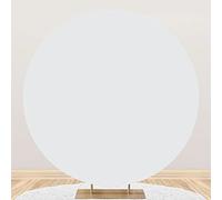 Aoihrraan 150cm Diamètre Blanc Uni Ronde Fond pour Photographie Blanc Texturé Toile De Fond Couleur Unie Séance Photo Anniversaire Banquet Conférence Presse Enfant Portrait Studio Papier Peint