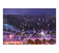 Aoihrraan 2,2x1,5m Conte de Fées Ville Toile de Fond Village de Noël Forêt Neige Brillant Route Lampe Hiver Pays des Merveilles Photographie Fond Enfant Famille Festival Fête Séances Vidéo Photo Prop