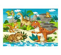 Aoihrraan 2,2x1,5m Dinosaure Toile De Fond Jungle Safari Tropical Bord De Mer Plage Dessin Animé Zoo Photographie Arrière-Plan pour Garçon Anniversaire Fête Table Décor Bébé Douche Enfant Photo Prop.