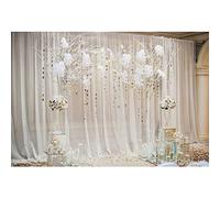 Aoihrraan 2,2x1,5m Fantaisie Papier Fleurs Toile de Fond Blanc Rideau Romantique Floral Photographie Fond pour Mariage Réception Cérémonie Mariée Saint Valentin Amoureux Adultes Portrait Photo Props