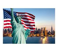 Aoihrraan 2,2x1,5m Fête De L'Indépendance 4 Juillet Toile De Fond Drapeau Américain Statue De La Liberté New York Ville Scène Photographie USA Vacances National Célébration Enfants Portrait Photo