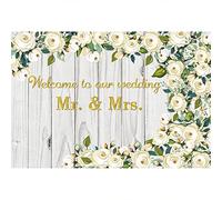 Aoihrraan 2,2x1,5m Fond Scène Mariage Bienvenue À Notre Mariage M. Et Mme Fleurs Rose Blanche Fond Scène Photographie Fille Douche Mariée Anniversaire Mariage Table Gâteaux Accessoires Studio Photo