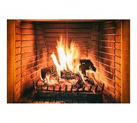Aoihrraan 2,2x1,5m Gravure Bois de Chauffage Photographie Toile de Fond Vintage Brique Cheminée Blazing Fire Flaming Bois Arrière-Plan Camping Barbecues Hiver Noël Fête Décor Portrait Photo Props