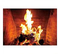 Aoihrraan 2,2x1,5m Gravure Bois de chauffage Photographie Toile de fond Vintage Brique Mur Cheminée Raging Feu Blazing Bois Arrière-plan Noël Camping Feu de camp Fête Portrait Photo Studio Accessoires