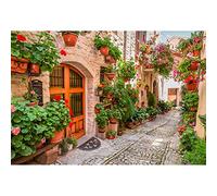Aoihrraan 2,2x1,5m Italie Ville Étroit Ruelle Toile De Fond Italien Pavé Rue Printemps Fleur Médiéval Village Photographie Fond Enfants Adulte Portrait Amant Mariage Fête Photo Studio Accessoires