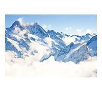 Aoihrraan 2,2x1,5m Montagne Enneigée Paysage Toile De Fond Neigeux Sommet du Mont Alp Nuage Blanc Peak Ciel Bleu Paysage Nature Photographie Soirée Thème Escala Voyage Enfants Adulte Portrait Vinyle