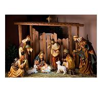 Aoihrraan 2,2x1,5m Nativité Scène Toile de Fond Naissance de Jésus Mouton Croyance Religieuse Berger Sculpture Photographie Fond Église Bible Histoire Croyance Chrétien Croyant Portrait Photo Prop