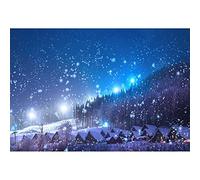Aoihrraan 2,2x1,5m Noël Village Toile de Fond Neige Forêt Hiver Nuit Vue Conte de Fées Ville Photographie Fond Nouvel an Réveillon Noël Fête de Famille Décoration Enfants Adultes Portrait Photo Props