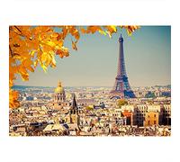 Aoihrraan 2,2x1,5m Paris Eiffel Tour Toile De Fond Français Automne Ville Vue Feuille D'Érable Lever De Soleil Photographie Uropéen Voyage Mariage Vacances Anniversaire Enfants Adultes Portrait Photo