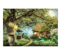 Aoihrraan 2,2x1,5m Printemps Enchanté Forêt Toile de Fond Magique Arbre Maison Fleur Fantasy Pays des Merveilles Monde Photographie Fond Bébé Douche Enfant Anniversaire Fête Fille Garçon Photo Prop.