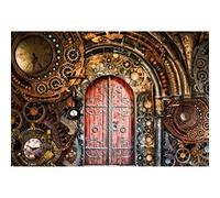 Aoihrraan 2,2x1,5m Rétro Steampunk Toile De Fond Vintage Métal Engrenage Horloge Antiquité Porte Photographie Fond Nostalgie Style Nouveauté Art Design Fête Portrait Vidéo Tournages Photo Accessoires