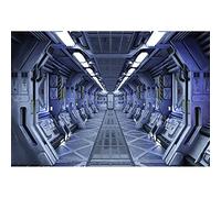 Aoihrraan 2,2x1,5m Vaisseau Spatial Intérieur Toile De Fond Univers Espace Station Cabine Corridor Futuriste Science Fiction Photographie Fond pour Garçons Anniversaire Fête Fond d'écran Photo Prop