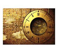 Aoihrraan 2,2x1,5m Vintage Steampunk Toile de Fond Vieux Metal Gear Horloge Grunge Mur de Briques Chaîne de Fer Nostalgique Horloge Photographie Fond Adulte Homme Garçon Nostalgie Portrait Photo Prop