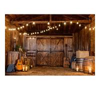 Aoihrraan 2,2x1,5m Western Cowboy Background Wild Western Rustique Grange Palettisé Maison en Bois Porte Guitare Bougies Brillantes Vintage Photographie Adulte Fête d'anniversaire Décoration Photo