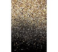 Aoihrraan 2,5x3m Noir et Or Paillettes Photographie Toile de Fond Doré Brillant Paillettes Taches Abstrait Étoilé Ciel Fond Noël Nouvelle Année Famille Fête Festival Célébrer Portrait Photo Props