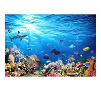 Aoihrraan 2,7x1,8m Monde sous Marin Toile De Fond Animaux D'Aquarium Scène Fond Marin Poissons Tropicaux Corail Coloré Photographie Bébé Douche Fête d'anniversaire Thème Sirène Enfant Portrait Photo