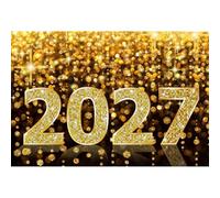 Aoihrraan 2027 Nouvel an Toile de Fond 3x2m Pailleté Or Arrière-Plan