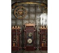 Aoihrraan 2x3m Rétro Steampunk Toile de Fond Vapeur Machine Vintage Métal Horloge Industriel Engrenage Photographie Fond Nostalgie Style Fête Décor Enfant Adulte Homme Art Portrait Photo Prop