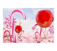 Aoihrraan 3,5x2,5m Fantasy Candy Land Toile de Fond Rouge Sucette Coloré Candy Cane Paradis des Enfants Photographie Fond Fête de Noël Enfants Filles Anniversaire Dessert Table Décor Photo Props