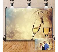 Aoihrraan 3,5x2,5m Heureux Nouveau Année 2026 Photographie Toile de Fond Compte à rebours Horloge Champagne Feu d'artifice Or Bokeh Halos Fond Nouvelle Année Noël Famille Célébrer Fête Photo Props