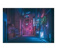 Aoihrraan 3,5x2,5m Punk Japonais Toile Fond Néons Bâtiment Nuit Rue Tokyo Paysage Urbain Photographie Dortoir Chambre Décorationmaison Garçons Enfants Adolescents Portrait Photo Vinyle Papier Peint