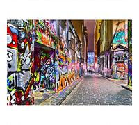 Aoihrraan 3,5x2,5m Urbain Rue Graffiti Mur Toile De Fond Rétro Caricature 80s 80s Mode Hiphop Style Chemin Photographie Punk Musique Anniversaire Fête Enfants Adulte Portrait Accessoire Studio Photo