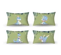 Aoihrraan 30x50cm Lot de 4 Mignonne Dessin animé Animal Housse de Coussin Blu Scuro Cielo Stellato Dinosauro Pianeta Doux Court Peluche Carré Bébé Taie d'oreiller Enfant Fête Canapé Chambre Lit Sofa