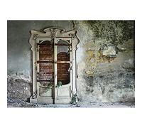 Aoihrraan 3x2,5m abandonné bâtiment Toile de Fond Minable Porte intempéries Ciment Mur ruines Maison Photographie Fond Enfants Adultes Nostalgique Rétro Art Portrait Vidéo Photo Studio Accessoires