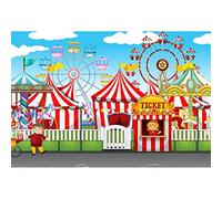 Aoihrraan 3x2,5m Cirque Toile De Fond Amusement Parc Carnaval Rouge Tente Ferris Roue Photographie Fond Nouveau-Né Bébé Shower Anniversaire Fête Décoration Enfants Garçon Fille Portrait Photo Prop.