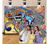 Aoihrraan 3x2,5m Disco Toile De Fond Abstrait Art Musical Noter Hip Hop Coloré Graffiti Style Photographie Allons Briller Fête Danse Piano Musique Ami Enfants Adultes Portrait Studio Photo Vinyle