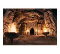 Aoihrraan 3x2,5m Fond De Grotte Escalier De Pierre Feu Vide Feu De Camp Arc Gothique Tunnel Noir Fond Photographique Adulte Voyage Aventure Halloween Fête Décoration Studio Photo Prop