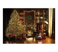 Aoihrraan 3x2,5m Fond Scène Noël Arbre Noël Pailleté Cadeau Cheminée Bibliothèque Chambre Intérieure Fond D'écran Famille Réveillon Nouvel Décoration Hivernale Bébé Enfants Adultes Photo Props