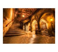 Aoihrraan 3x2,5m Rétro Château Intérieur Toile De Fond Vintage Arcade Colonnes Vieux Escalier Européen Doré Église Photographie Voyage Vacances Anniversaire Mariage Amoureux Portrait Photo Vinyle