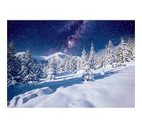 Aoihrraan 3x2m Hiver Paysage Toile De Fond Champ Neige Forêt Enneigée Montagne Gel du Froid Galaxie Paysage Nuit Photographie Voyage en Famille Enfants Ados Adulte Portrait Studio Photo Vinyle