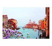 Aoihrraan 3x2m Italie Ville Toile De Fond Venise Culture Historique Paysage Ville d'eau Italienne Fleurs Canal Gondoles Rivière Photographie Mariage Amoureux Fête Adultes Portrait Studio Photo