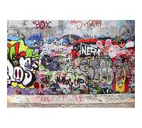 Aoihrraan 3x2m Urbain Rue Graffiti Mur Toile De Fond Vintage Grunge Huile Peinture Années 80 Années 90 Hip Hop Style Photographie Arrière-Plan Concert Parti Ouest Cow-Boy Portrait Photo Prop