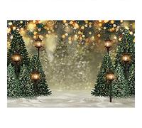 Aoihrraan 4,5x3m Sapin Noël Toile de Fond Scène Neige Taches Paillettes Vertes Flocon Neige d'hiver Photographie Fond Bébé Douche Bonne Année Vacances Fête Bannière Portrait Photo Studio Accessoires