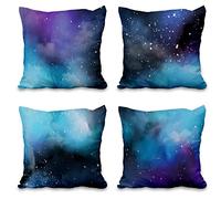 Aoihrraan 41x41cm Lot de 4 Galaxie Housse De Coussin Espacer Nébuleuse Univers Rétro Belle Lin De Coussincarré Taie d'oreiller Maison Décoration pour Canapé Enfants Lit Salon Extérieur Jardin Canapé
