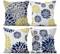 Aoihrraan Fleurs Housses de Coussin Printemps Abstrait Floral Plantes Moderne Géométrie Nature Courte Peluche Taie d'oreiller pour Chambre Coucher Canapé Fauteuil Chaise Décoration 60x60cm Lot de 4