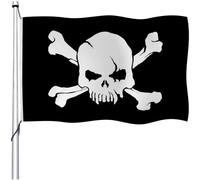 Aoihrraan Pirate Drapeau 30x45cm Double Face Joy Roger Horreur Skull Cross Skull Flag Célébration En Plein Air Bannière Maison Jardin Porche Party Décoration Drapeau Avec 2 Rondelles Solides