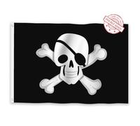 Aoihrraan Pirate Drapeau 80x120cm Double Face Monoculaire Heureux Roger Skull Cross Skull Flag Extérieur Maison Jardin Porche Halloween Party Decor Avec 2 Rondelles Solides
