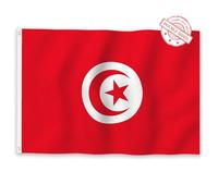 Aoihrraan Tunisie Drapeau Tunisien 90x150cm Double Face Drapeau Tunisien Bannière De Célébration En Plein Air Jardin Familial Porche Décoration De Fête Drapeau Avec 2 Oeillets Solides