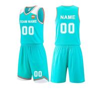 AOIOAFUY Maillot et Short de Basketball Personnalisés avec Votre Nom Numéro Équipe Logo - Tenue d'Équipe Enfant et Adulte - Idéal pour Matchs et Entraînements(Light Green)