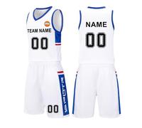 AOIOAFUY Maillot et Short de Basketball Personnalisés avec Votre Nom Numéro Équipe Logo - Tenue d'Équipe Enfant et Adulte - Idéal pour Matchs et Entraînements(B-White)