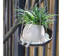 Aoipend Pot de fleurs suspendu pour chaise balançoire souriante pour intérieur et extérieur - Pots de fleurs en résine pour chaîne de perles - Idée cadeau pour la fête des mères, Noël